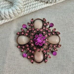 Sparkly Pink and Copper Brooch Decadent Jewelry Eye Candy